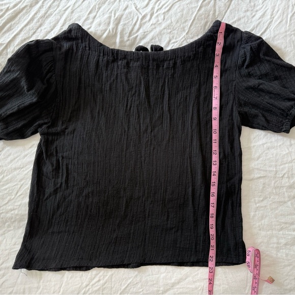 Neuflora Black 100% Cotton Top with Bow on Back and Puff Sleeves Loose Fit - Picture 16 of 16